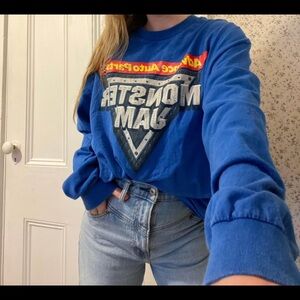 Vintage Blue Monster Jam Graphic Long Sleeve